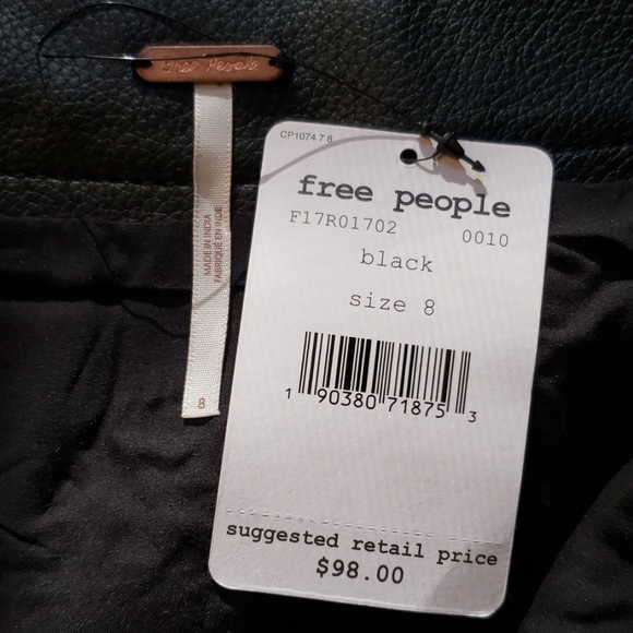 Free People Vegan Leather exposed zipper skirt NWT - Picture 6 of 8